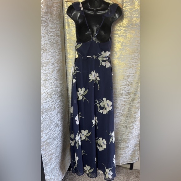 Luluโs All Mine Navy Blue Floral Print High-Low Wrap Dress Size XS - Picture 10 of 17